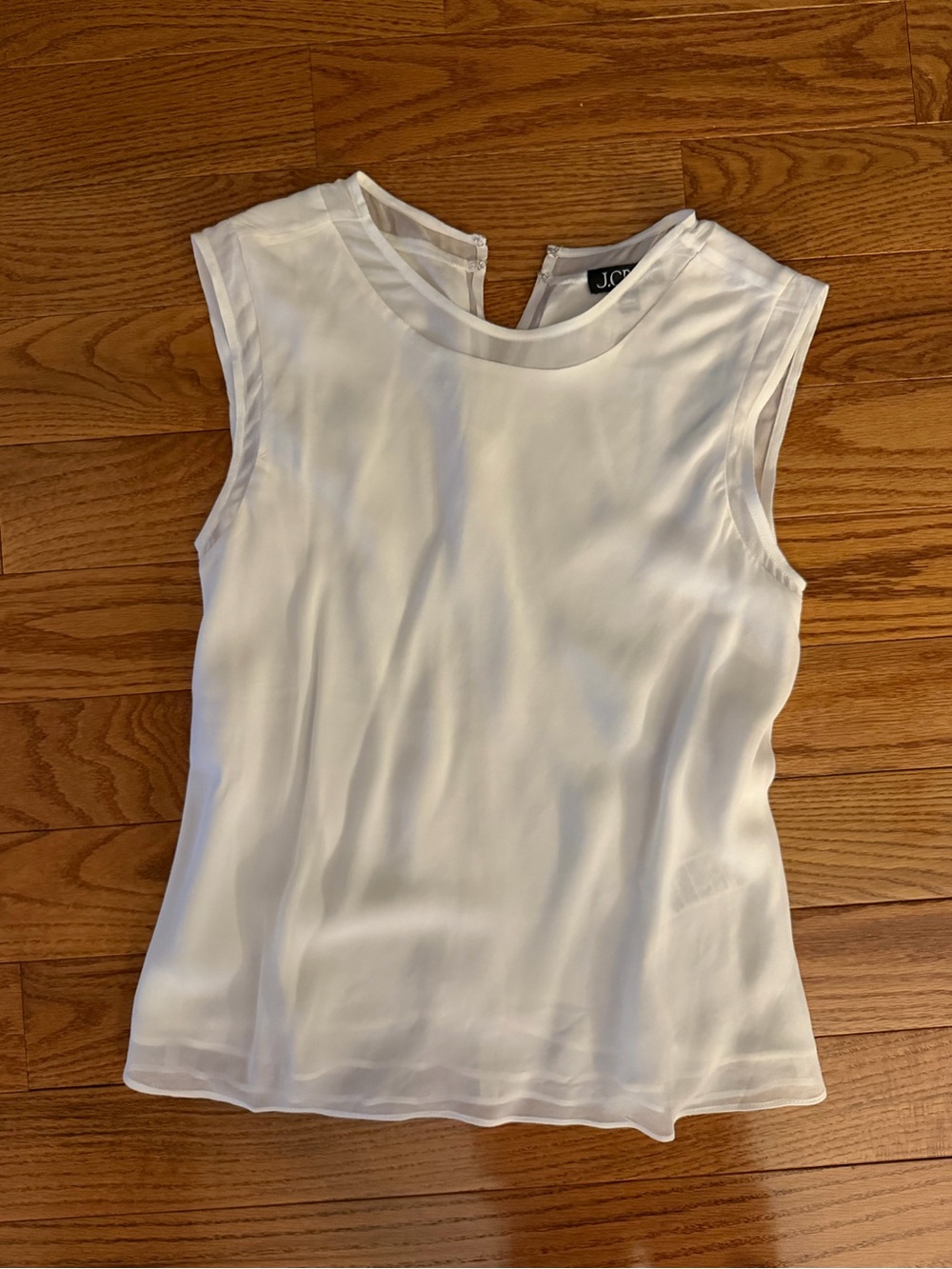 J. Crew White Sleeveless Silk-Blend Shell Top